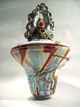 Lustre and Coloured Glazed Lidded Pot